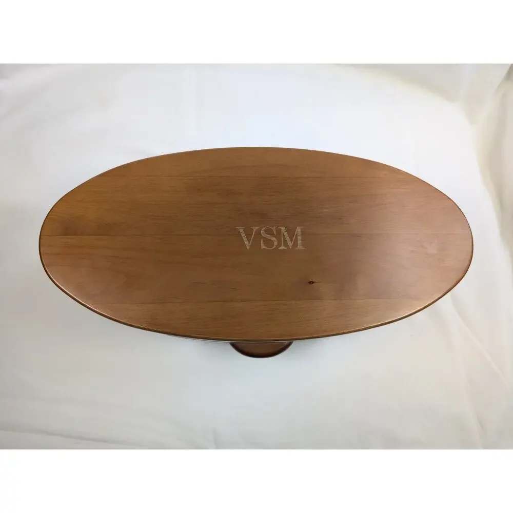 Levenger Oval Wooden 4 Pen & 2 Ink Holder Desktop Stand Box